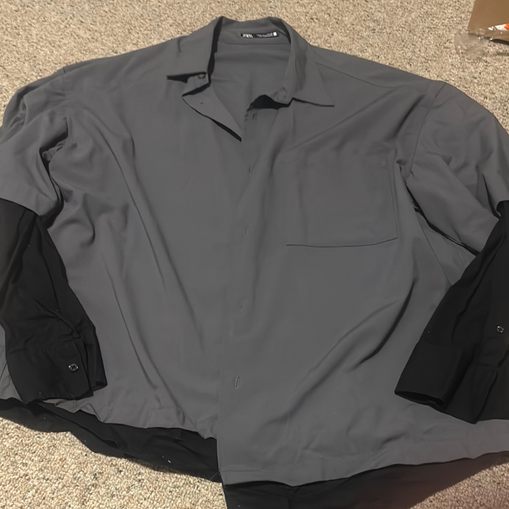 Gray And Black Button-Up Shirt